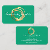 Faux Gold Painted Circle Designer 名刺 (正面/裏面)