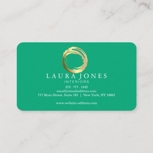 Faux Gold Painted Circle Designer 名刺 (裏面)