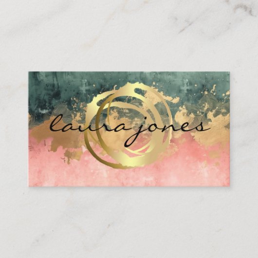 Faux Gold Painted Circle Designer 名刺 (正面)