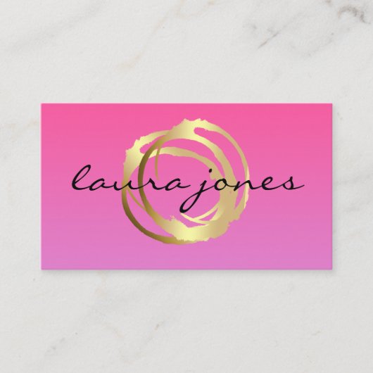 Faux Gold Painted Circle Designer Business Card 名刺 (正面)