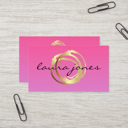 Faux Gold Painted Circle Designer Business Card 名刺 (正面/裏面インサイチュ)
