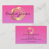 Faux Gold Painted Circle Designer Business Card 名刺 (正面/裏面)