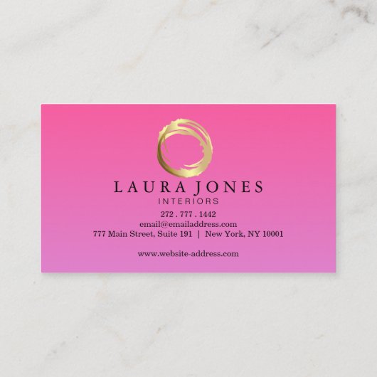 Faux Gold Painted Circle Designer Business Card 名刺 (裏面)