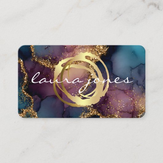 Faux Gold Painted Circle Designer Business Card 名刺 (正面)