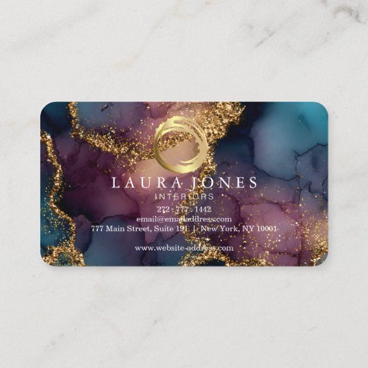 Faux Gold Painted Circle Designer Business Card 名刺 (裏面)