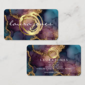 Faux Gold Painted Circle Designer Business Card 名刺 (正面/裏面)