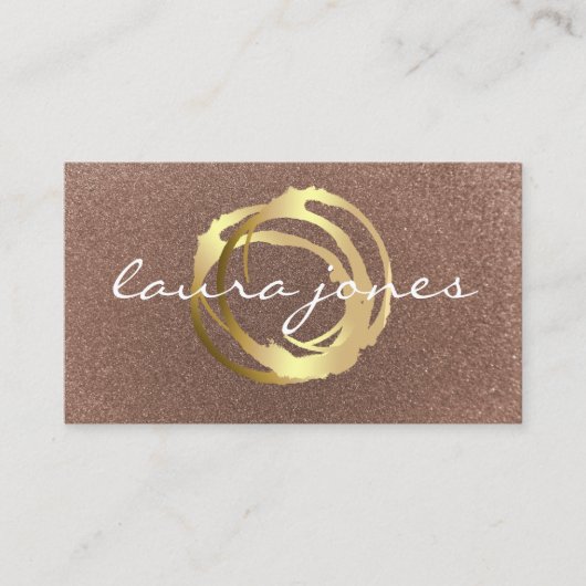 Faux Gold Painted Circle Designer Business Card 名刺 (正面)