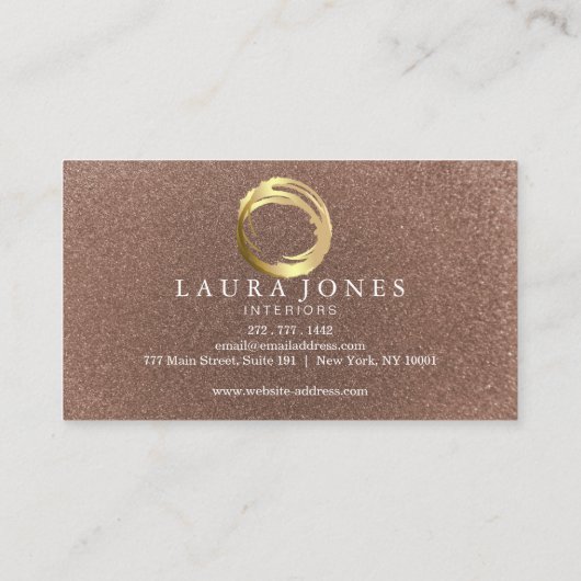 Faux Gold Painted Circle Designer Business Card 名刺 (裏面)