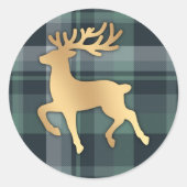 Faux Gold Reindeer ラウンドシール (正面)