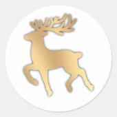 Faux Gold Reindeer ラウンドシール (正面)