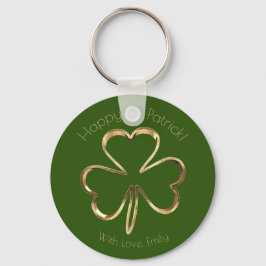 Faux Gold Shamrock Clover Custom Text St. Patrick キーホルダー