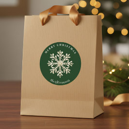 Faux Gold Snowflake Green Custom Holiday ラウンドシール