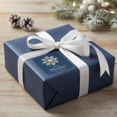 Faux Gold Snowflake Navy Blue Custom Holiday スクエアシール