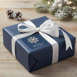 Faux Gold Snowflake Navy Blue Custom Holiday スクエアシール