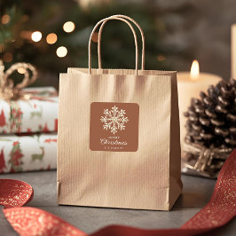 Faux Gold Snowflake Terracotta Custom Holiday スクエアシール