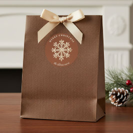 Faux Gold Snowflake Terracotta Custom Holiday ラウンドシール