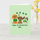 Faux Gold St Patricks Puppies Card カード (黄色い花)