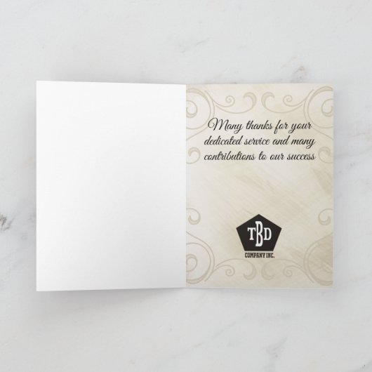 Faux gold universal employee anniversary カード (内部)