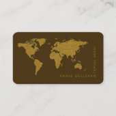Faux Gold World Map Travel Agent brown  名刺 (正面)