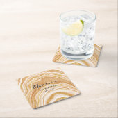 Faux Golden Agate 21st Birthday スクエアペーパーコースター (インサイチュ)