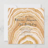 Faux Golden Agate 21st Birthday 招待状 (正面)