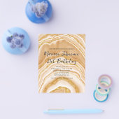 Faux Golden Agate 21st Birthday Invitation チラシ (シングル)