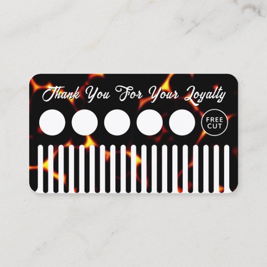 Faux hair comb looking hair salon loyalty card 名刺 (裏面)