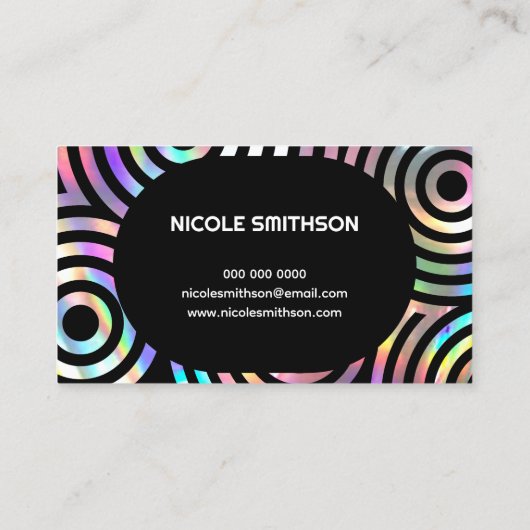 faux holographic abstract circles business card 名刺 (裏面)