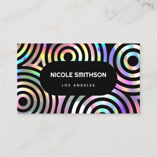 faux holographic abstract circles business card 名刺 (正面)