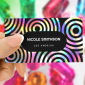 faux holographic abstract circles business card 名刺