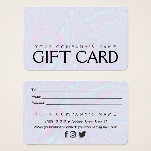 Faux holographic effect texture blue Gift Card (正面&裏面)