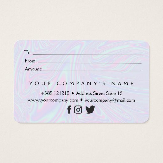 Faux holographic effect texture blue Gift Card (裏面)