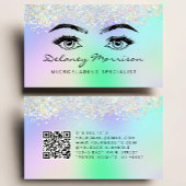 Faux Holographic Glitter Eyes QR Code Microblading 名刺