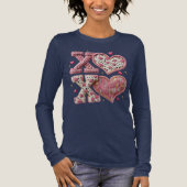 Faux Knitted-Design XOXO Valentine Long Sleeve  トライブレンドＴシャツ (正面)