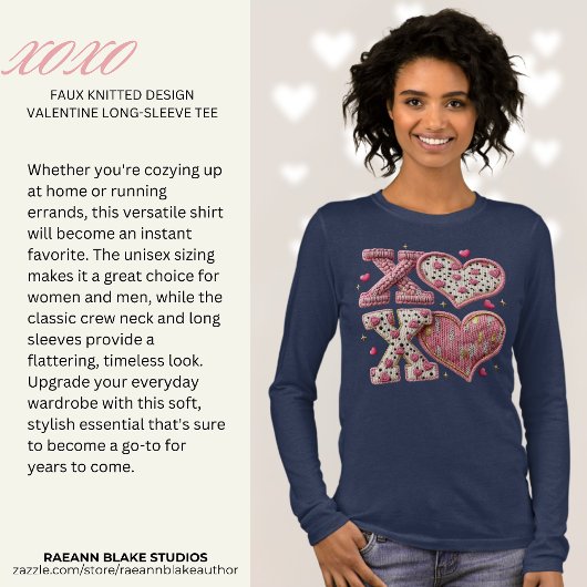 Faux Knitted-Design XOXO Valentine Long Sleeve  トライブレンドＴシャツ