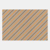 Faux Kraft Paper w/ Dark Brown & Orange Patterns ラッピングペーパーシート (正面3)