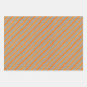 Faux Kraft Paper With Orange Stripes & Polka Dots ラッピングペーパーシート (正面)