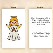 Faux Latch Hook Angel With Candle Christmas  シーズンカード