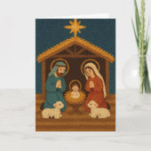 Faux Latch Hook Christmas Nativity Scene シーズンカード (正面)