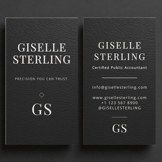 Faux Leather Modern Accountant Tax Preparer CPA 名刺