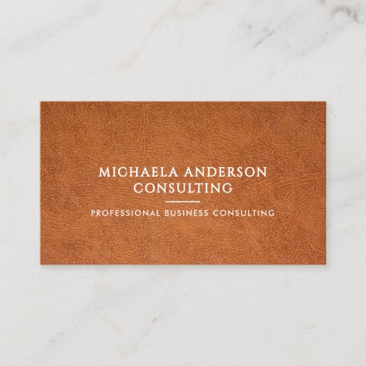 Faux Leather Professional QR Code & Social Media 名刺 (正面)