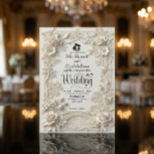 Faux Letterpress Effect Ornate Floral Wedding  招待状