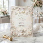 Faux Marble & Gold Relief Angelic Wedding   招待状