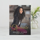 Faux Metallic Gold Calligraphy Graduate  案内状 (スタンド正面)
