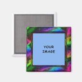 Faux Metallic Rainbow Border Photo マグネット (正面/裏面)