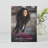 Faux Metallic Silver Calligraphy Graduate  案内状 (スタンド正面)