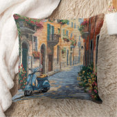 Faux Needlepoint Pillow - Italian Street Scooter クッション (ブランケット)