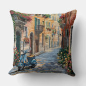 Faux Needlepoint Pillow - Italian Street Scooter クッション (正面)