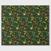 Faux Neon St. Patrick’s Day Irish Icon Pattern ラッピングペーパー (フラット)