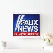 Faux News スクエア壁時計 (ホーム)